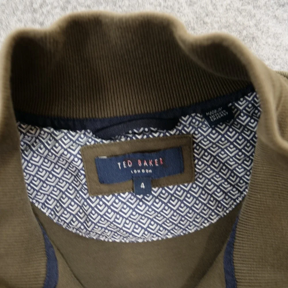 Ted Baker Sweater Mens Large Brown Knit Pullover Long Sleeve Mock Neck 1/4 Zip